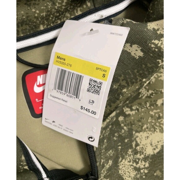 Nike Tech Windrunner Fleece Men’s Full-Zip Hoodie SMALL Olive HV5055-276 Camo - Picture 8 of 9